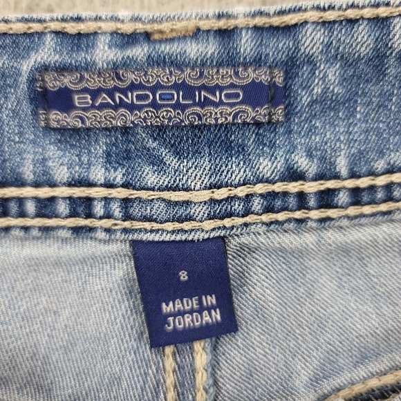 Bandolino Jeans Womens 8‎ Blue Denim Straight Distressed Mid Rise Casual Pockets - Picture 7 of 12